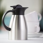 Service Ideas Stainless Touch 20 oz. Stainless Steel Insulated Coffee Carafe / Server with Black Lid KVP67 Service Ideas Stainless Touch 20 oz. Stainless Steel Insulated Coffee Carafe / Server with Black Lid KVP67