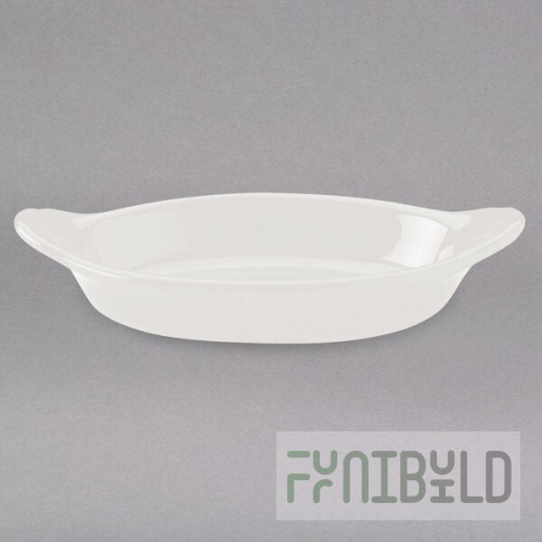 Hall China from Steelite International HL5270AWHA Ivory (American White) 8 oz. Oval Rarebit / Au Gratin Dish - 24/Case