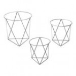 American Metalcraft 3-Piece Black Metal Geometric Pizza Stand Set