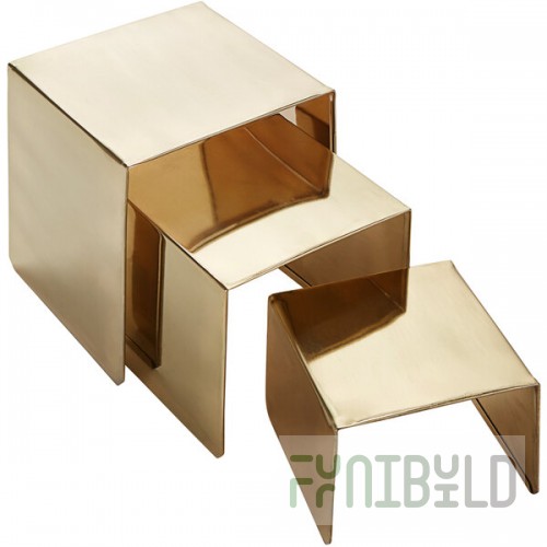 American Metalcraft RSG3 3-Piece Gold Satin Finish Square Riser Set