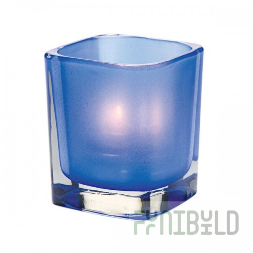 Hollowick 6505SDB Tetra Satin Dark Blue Glass Square Votive