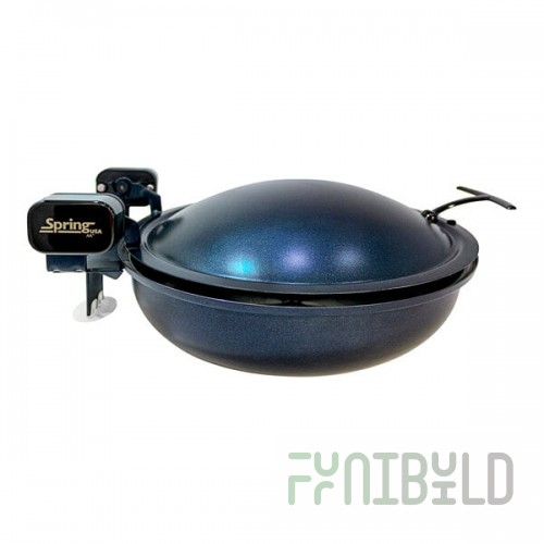 Spring USA Seasons 4 Qt. Round Sapphire Stainless Steel Induction Chafer with Black Pearl Accents 2382-487-36