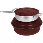 Spring USA Seasons 4 Qt. Round Sapphire Stainless Steel Induction Chafer with Black Pearl Accents 2382-487-36