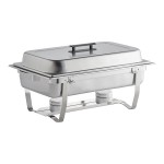 Choice Economy 8 Qt. Full Size Stainless Steel Chafer with Folding Frame - 3/Case