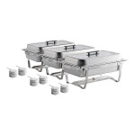 Choice Economy 8 Qt. Full Size Stainless Steel Chafer with Folding Frame - 3/Case