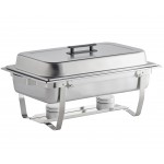 Choice Economy 8 Qt. Full Size Stainless Steel Chafer with Folding Frame - 3/Case