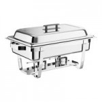 Choice Economy 8 Qt. Full Size Stainless Steel Chafer with Folding Frame - 3/Case