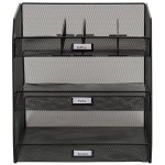 Safco 3293BL Onyx Black 3-Compartment Steel Mesh Breakroom Organizer - 14 5/8 Safco 3293BL Onyx Black 3-Compartment Steel Mesh Breakroom Organizer - 14 5/8