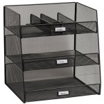 Safco 3293BL Onyx Black 3-Compartment Steel Mesh Breakroom Organizer - 14 5/8 Safco 3293BL Onyx Black 3-Compartment Steel Mesh Breakroom Organizer - 14 5/8