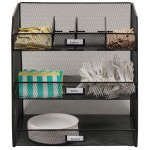 Safco 3293BL Onyx Black 3-Compartment Steel Mesh Breakroom Organizer - 14 5/8 Safco 3293BL Onyx Black 3-Compartment Steel Mesh Breakroom Organizer - 14 5/8