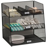 Safco 3293BL Onyx Black 3-Compartment Steel Mesh Breakroom Organizer - 14 5/8 Safco 3293BL Onyx Black 3-Compartment Steel Mesh Breakroom Organizer - 14 5/8