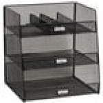 Safco 3293BL Onyx Black 3-Compartment Steel Mesh Breakroom Organizer - 14 5/8 Safco 3293BL Onyx Black 3-Compartment Steel Mesh Breakroom Organizer - 14 5/8