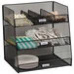 Safco 3293BL Onyx Black 3-Compartment Steel Mesh Breakroom Organizer - 14 5/8 Safco 3293BL Onyx Black 3-Compartment Steel Mesh Breakroom Organizer - 14 5/8