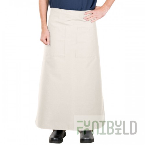 Intedge Ivory Poly-Cotton Bistro Apron with 2 Pockets - 38