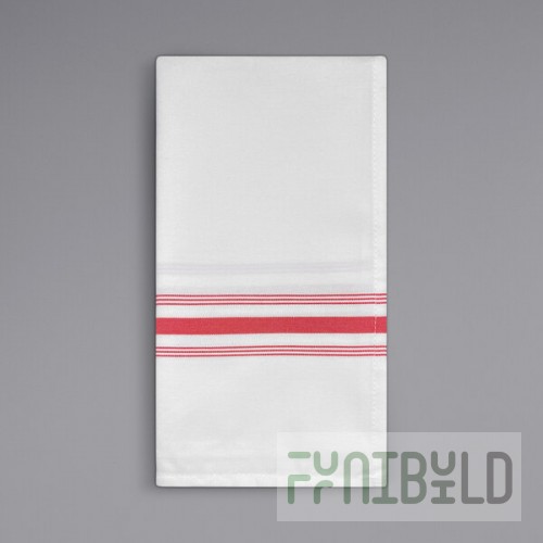 Oxford Super Blend Red 100% Spun Polyester Bistro Striped Cloth Napkins 18