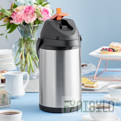 Acopa 3.5 Liter Stainless Steel Lined Decaf Airpot with Metal Lever
