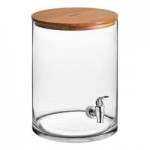 Acopa 4 Gallon Raindrop Glass Beverage Dispenser with Cork Lid and Wood Base Acopa 4 Gallon Raindrop Glass Beverage Dispenser with Cork Lid and Wood Base