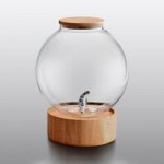 Acopa 4 Gallon Raindrop Glass Beverage Dispenser with Cork Lid and Wood Base Acopa 4 Gallon Raindrop Glass Beverage Dispenser with Cork Lid and Wood Base