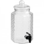 Acopa 4 Gallon Raindrop Glass Beverage Dispenser with Cork Lid and Wood Base Acopa 4 Gallon Raindrop Glass Beverage Dispenser with Cork Lid and Wood Base
