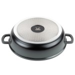 GET Heiss 3 Qt. Gray Enamel Coated Cast Aluminum Brazier / Paella Dish with Lid CA-005-GR/BK/CC
