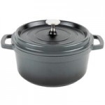 GET Heiss 3 Qt. Gray Enamel Coated Cast Aluminum Brazier / Paella Dish with Lid CA-005-GR/BK/CC
