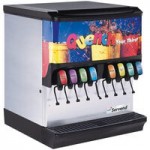 Servend 2706284 SV-250 8 Valve Sanitary Lever Countertop Ice/Beverage Dispenser with 250 lb. Ice Storage and Internal Carbonator