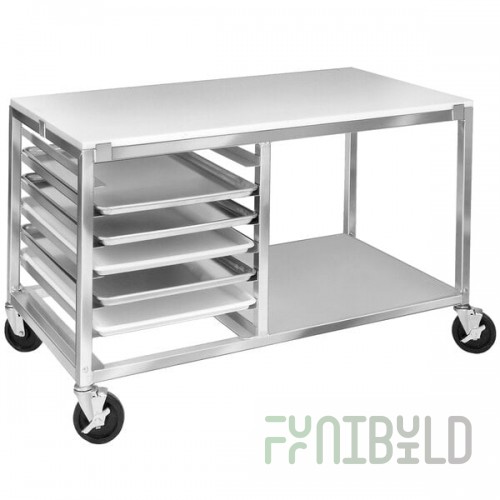 Channel MW245/P 5 Pan End Load Undercounter Prep Top Sheet / Bun Pan Rack with Open Shelf - Assembled