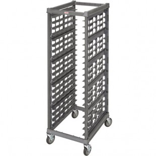 Cambro UPR1826FA20 Camshelving® Ultimate 20 Pan End Load Bun / Sheet Pan Rack with Metal Casters - Assembled