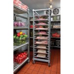 Cambro UPR1826FA20 Camshelving® Ultimate 20 Pan End Load Bun / Sheet Pan Rack with Metal Casters - Assembled