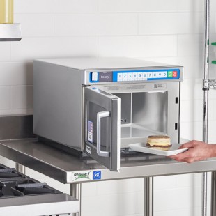 Solwave Ameri-Series Space Saver Heavy-Duty Stainless Steel Commercial Microwave with Push Button Controls - 208/240V, 1,800W Solwave Ameri-Series Space Saver Heavy-Duty Stainless Steel Commercial Microwave with Push Button Controls - 208/240V, 1,800W