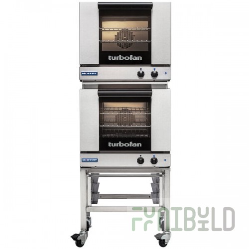 Moffat E23M3/2C Turbofan Double Deck Half Size Electric Convection Oven with Mechanical Controls and Casters - 208V, 1 Phase, 5.4 kW