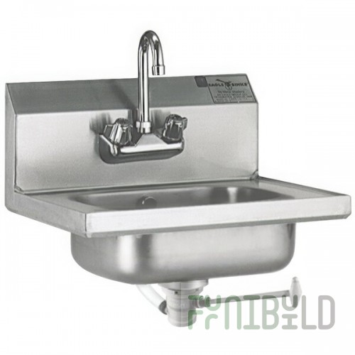 Eagle Group HSA-10-FO Hand Sink with Gooseneck Faucet, Polymer Lever Drain, and Overflow