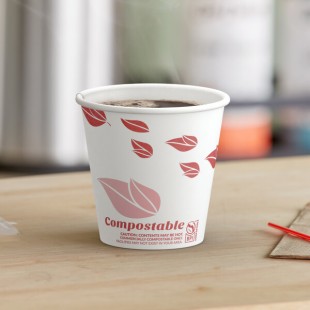 EcoChoice 8 oz. Tall Leaf Print Compostable Paper Hot Cup - 1,000/Case EcoChoice 8 oz. Tall Leaf Print Compostable Paper Hot Cup - 1,000/Case