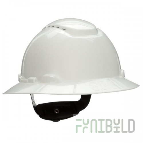 3M H-801V White 4-Point Ratchet Suspension Vented Full Brim Hard Hat
