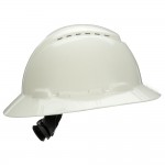 3M H-801V White 4-Point Ratchet Suspension Vented Full Brim Hard Hat