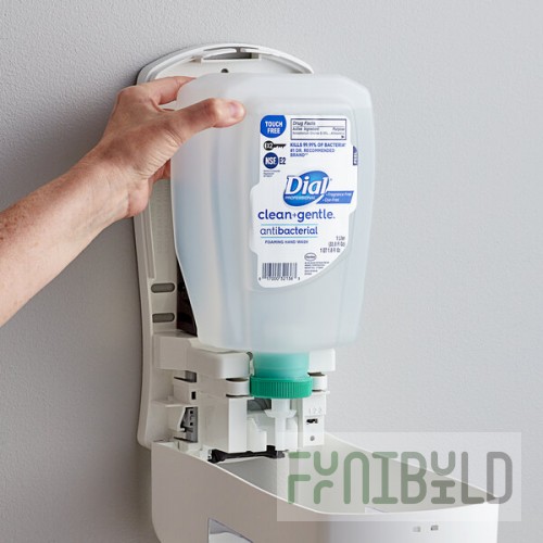 Dial DIA32106 Clean and Gentle FIT Universal Touch-Free 1 Liter Antibacterial Foaming Hand Wash Refill - 3/Case