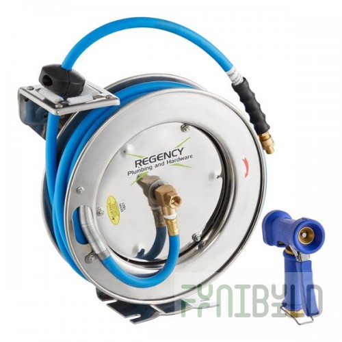 Regency Open Stainless Steel Hose Reel with 35' x 3/8
