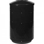 Ex-Cell Kaiser Arena 51 Series ARENA-X51 T 51 Gallon Black Steel Customizable Outdoor Trash Can with Hooded Rain Top