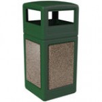 Commercial Zone 720426K StoneTec 42 Gallon Square Forest Green Decorative Trash Can with Pepperstone Panels and Dome Lid