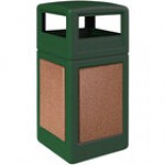 Commercial Zone 720426K StoneTec 42 Gallon Square Forest Green Decorative Trash Can with Pepperstone Panels and Dome Lid