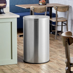Lancaster Table & Seating 30 Gallon Stainless Steel Round Decorative Trash Can Lancaster Table & Seating 30 Gallon Stainless Steel Round Decorative Trash Can