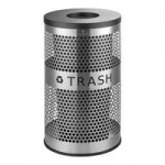Lancaster Table & Seating 30 Gallon Stainless Steel Round Decorative Trash Can