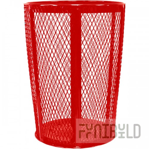 Witt Industries EXP-52RD 48 Gallon Red Steel Mesh Round Outdoor Trash Can