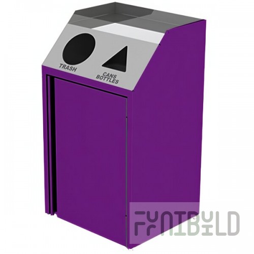 Lakeside 4412P Stainless Steel Rectangular Refuse / Recycling Station with Front Access and Purple Laminate Finish - 26 1/2