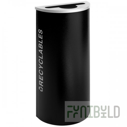 Ex-Cell Kaiser RC-KDHR-R BT-PBG Black Tie Kaleidoscope Pebble Black Gloss Half Round 8 Gallon Recyclables Receptacle