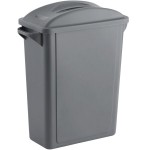 Lavex 16 Gallon Gray Slim Rectangular Trash Can with Flat Lid Lavex 16 Gallon Gray Slim Rectangular Trash Can with Flat Lid