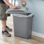 Lavex 16 Gallon Gray Slim Rectangular Trash Can with Flat Lid Lavex 16 Gallon Gray Slim Rectangular Trash Can with Flat Lid