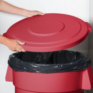 Carlisle 84104505 Bronco 44 Gallon Red Flat Round Trash Can Lid