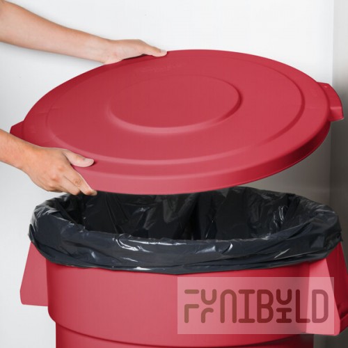 Carlisle 84104505 Bronco 44 Gallon Red Flat Round Trash Can Lid