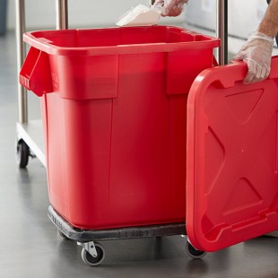 Rubbermaid® BRUTE 28 Gallon Red Square Trash Can with Lid and Dolly Rubbermaid® BRUTE 28 Gallon Red Square Trash Can with Lid and Dolly
